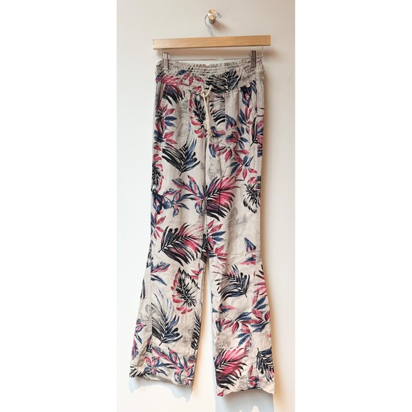 Cali 1850 Los Angeles Floral Tropic Wide Leg Linen Blend Pants Stretch Resort XS - Picture 3 of 4